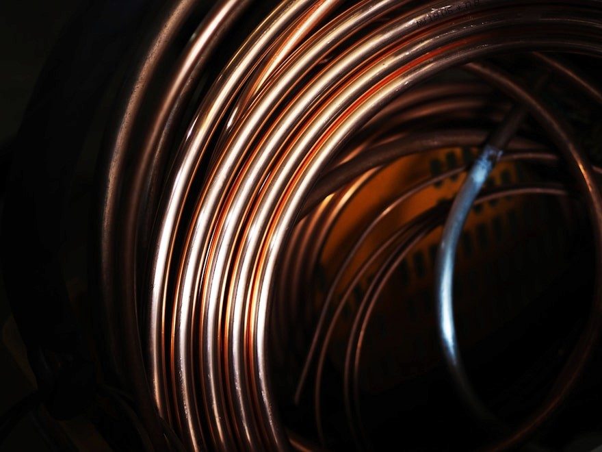 Copper water supply pipes running through a home